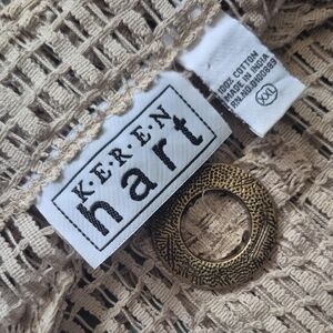 KEREN hart (India) Ladies Vintage Tan Crochet See-Thru Sweater Jacket